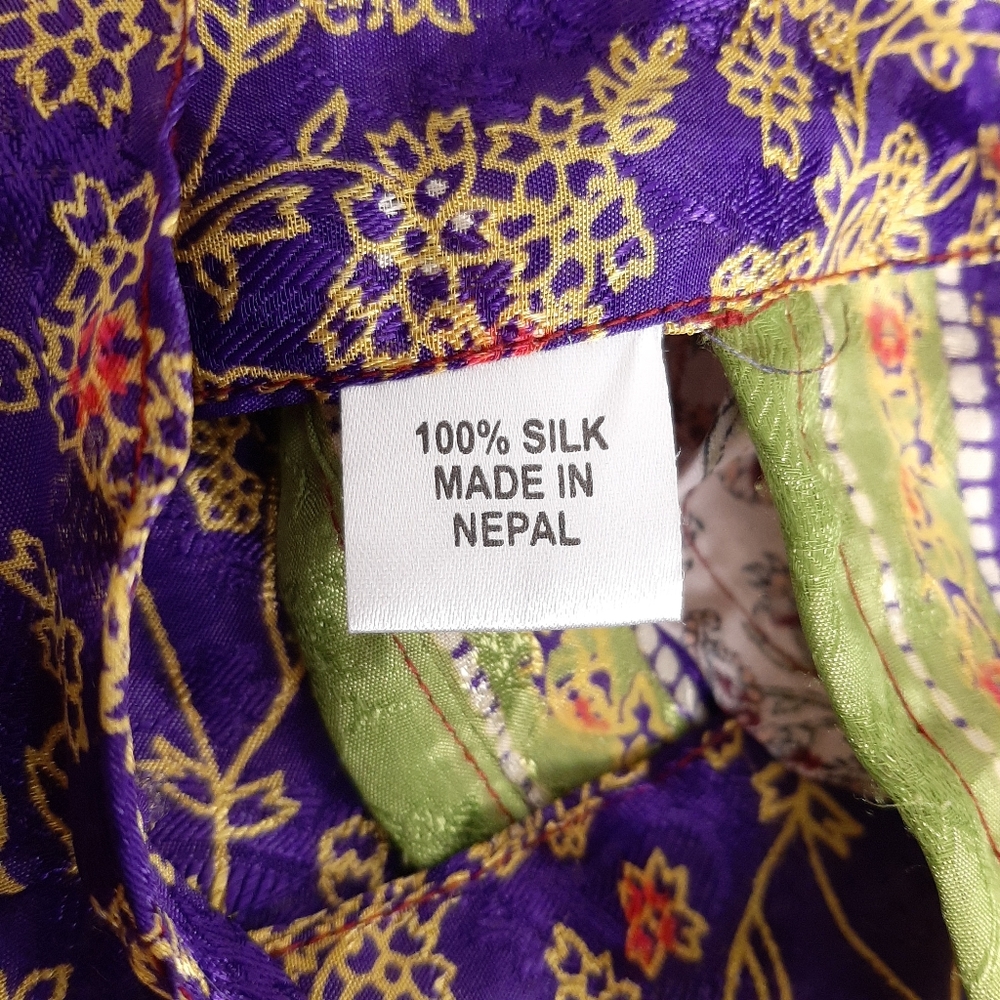 Silk Nepalese midi sari wrap skirt layered ditsy floral boho festival Nepal - Picture 5 of 6